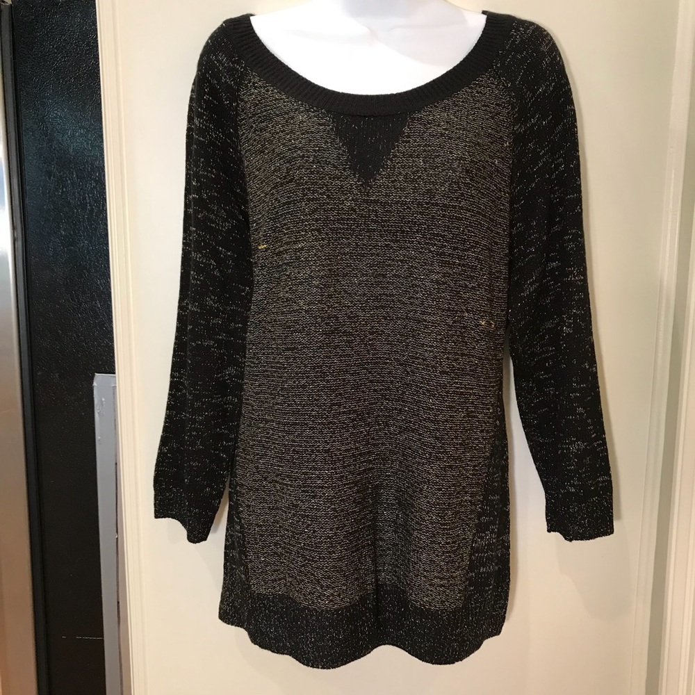 Attention Black and Gold Scoop Neck Sweater NWT